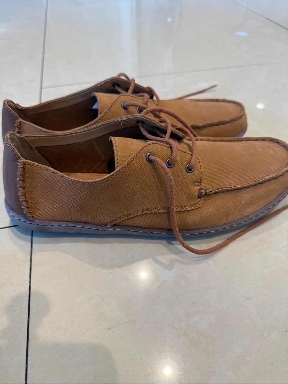 Clarks Men's Tan Canvas Lace-Up Boat Shoes